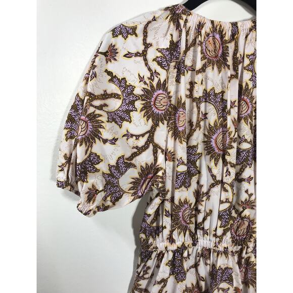 A.L.C. Adelaide Puff Sleeve Short Dress Cotton Poplin Sunflower Mini - Picture 6 of 9